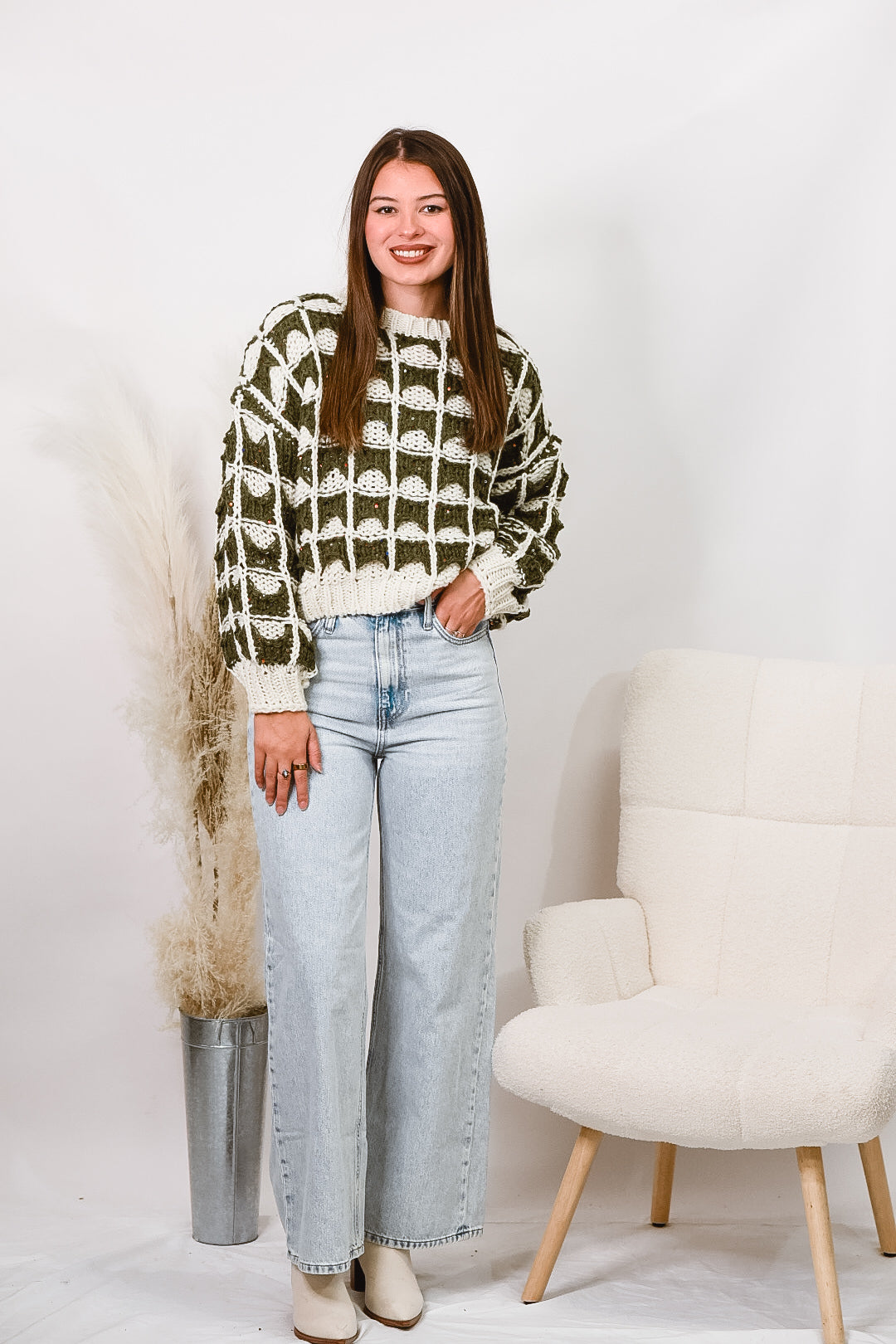 Cozy Check Knit Sweater