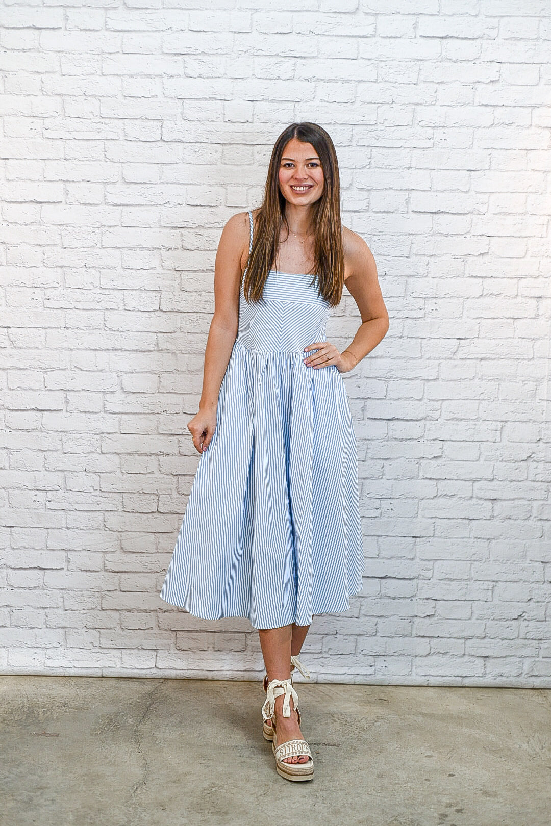Blue Skies Striped Midi Dress