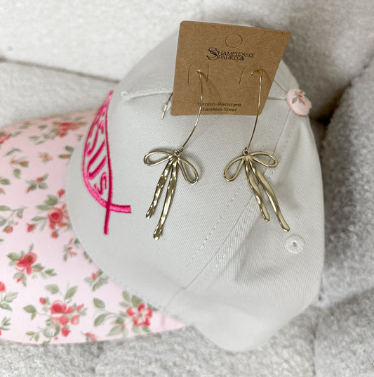 Golden Ribbon Drop Earrings