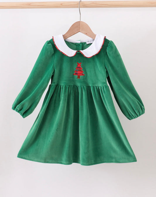 Green Velvet Tree Dress (Preorder)