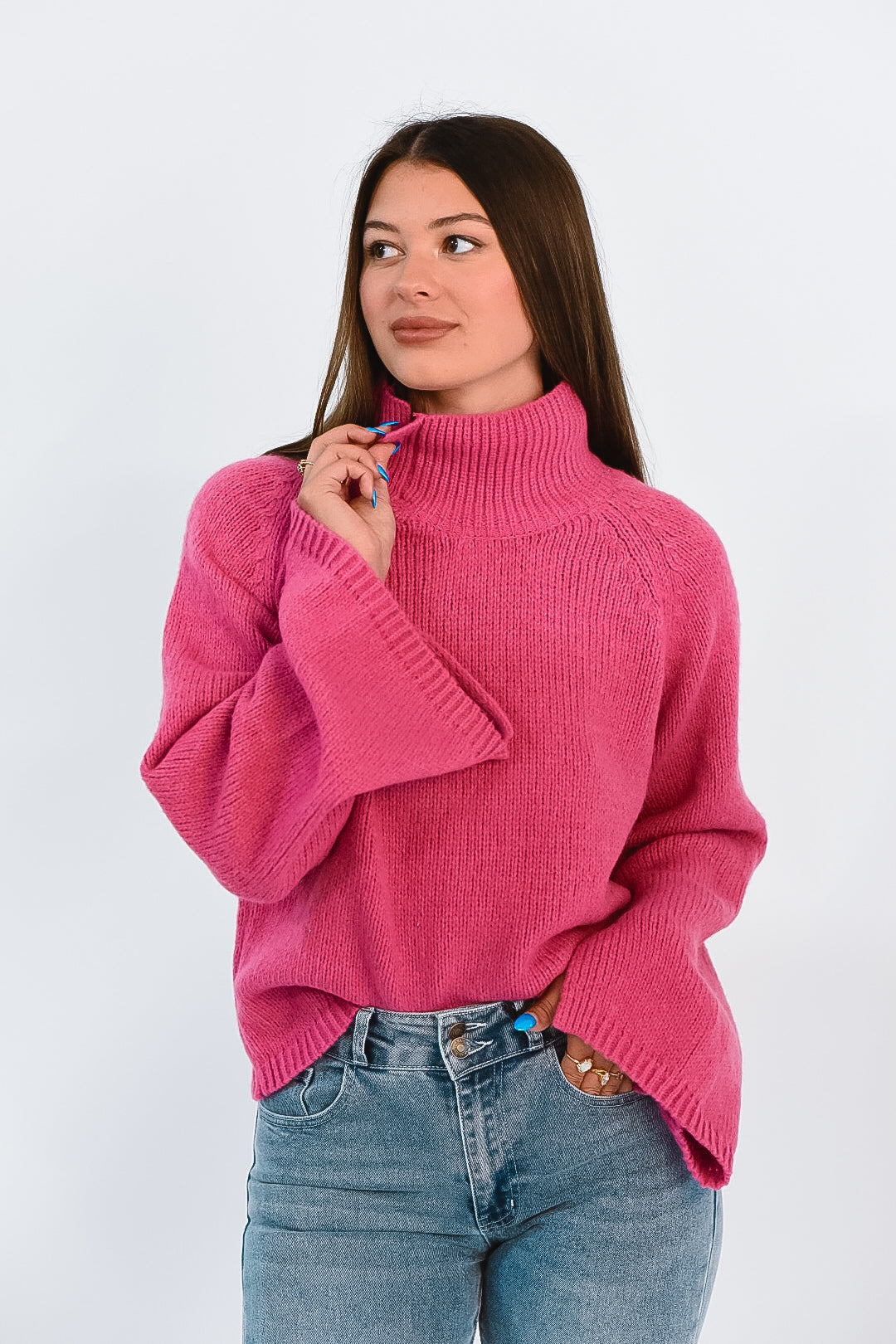 Fuchsia Flair Button Sweater