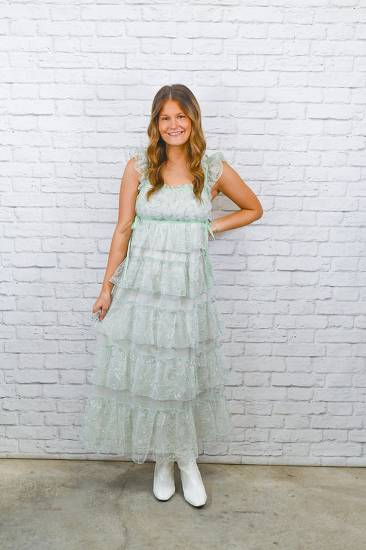 Enchanted Garden Tiered Ruffle Maxi Dress
