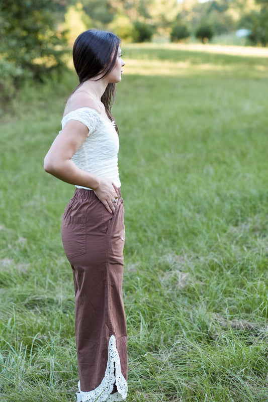 Wildflower Walk Lace-Trim Pants