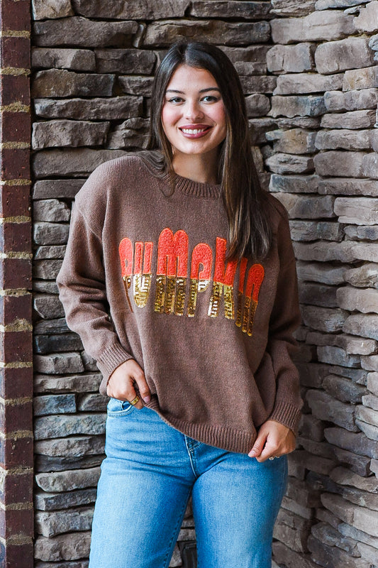 Pumpkin Spice Sequin Sweater