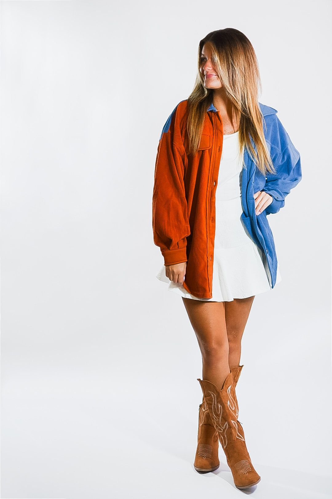 Split In Two Game Day Shacket