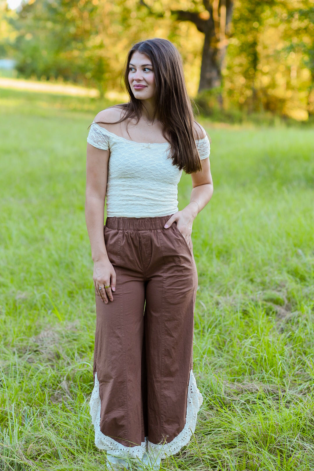 Wildflower Walk Lace-Trim Pants