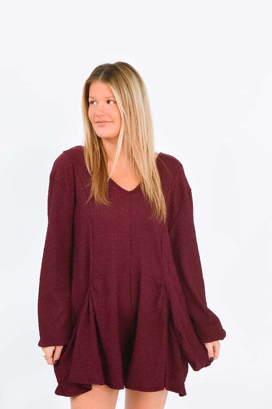 Wine Cozy Knit Romper