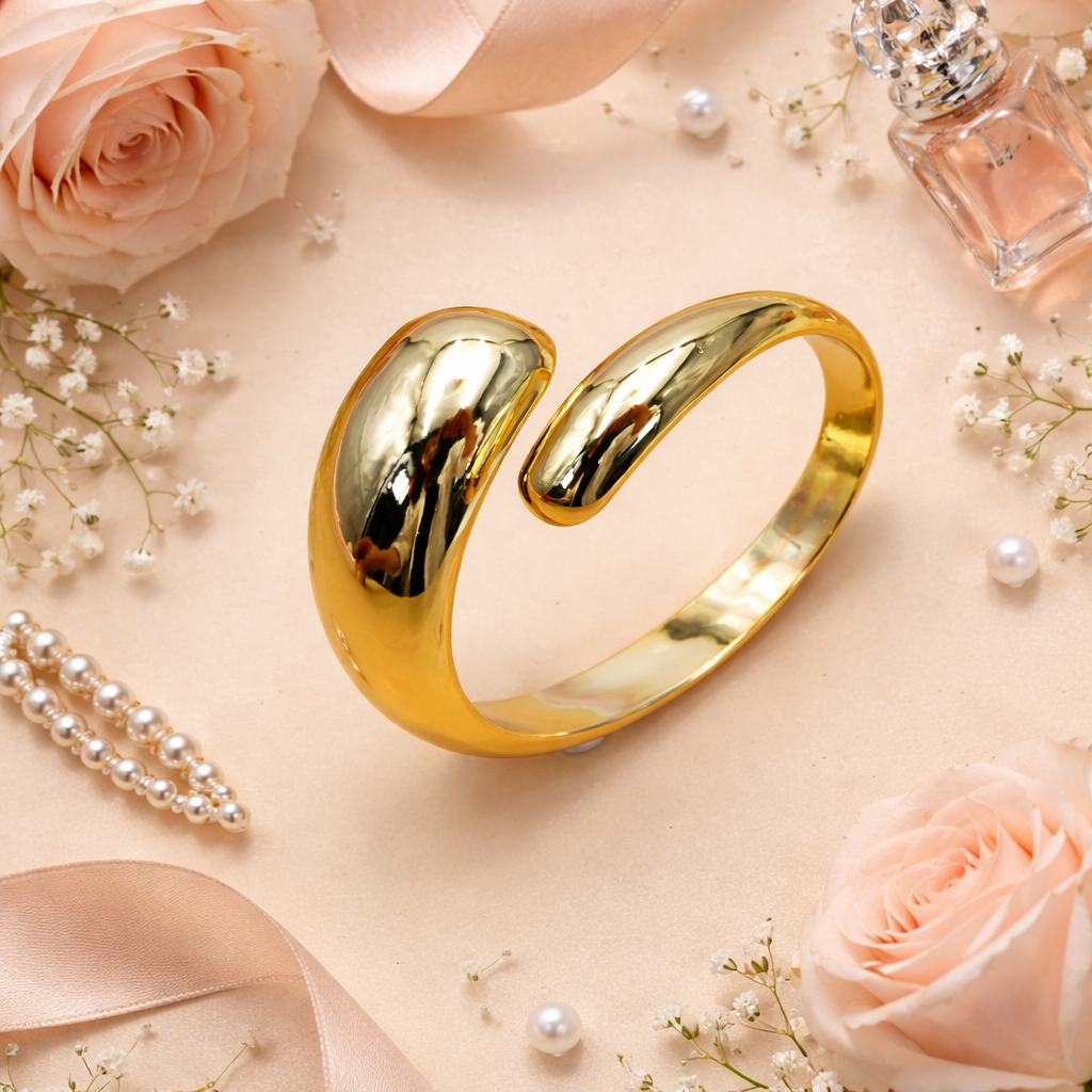 Golden Glow Open Cuff Bracelet