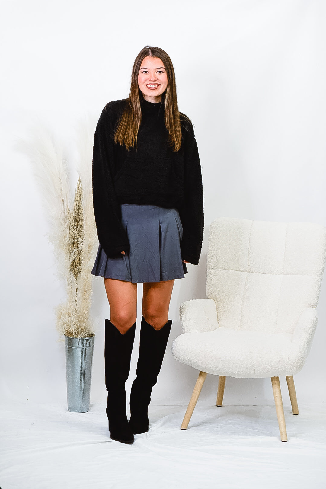 Cozy Nights Black Sherpa Pullover