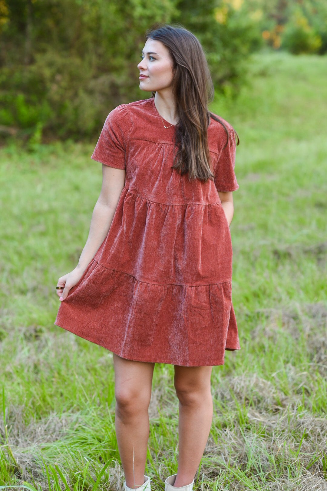 The Cinnamon Stroll Corduroy Dress