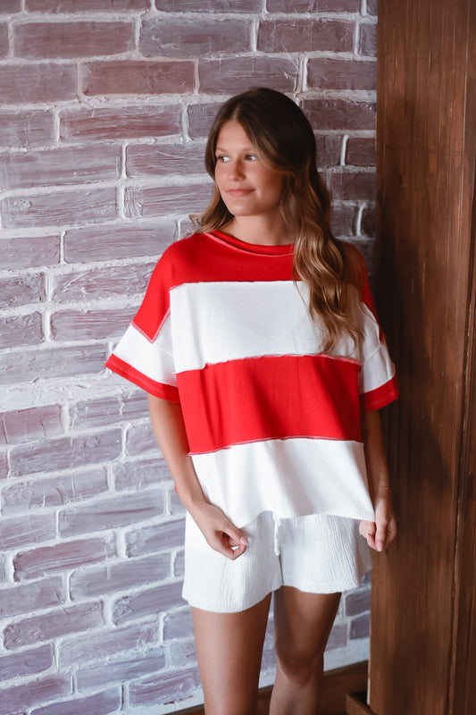 Red Stripe Easygoing Tee