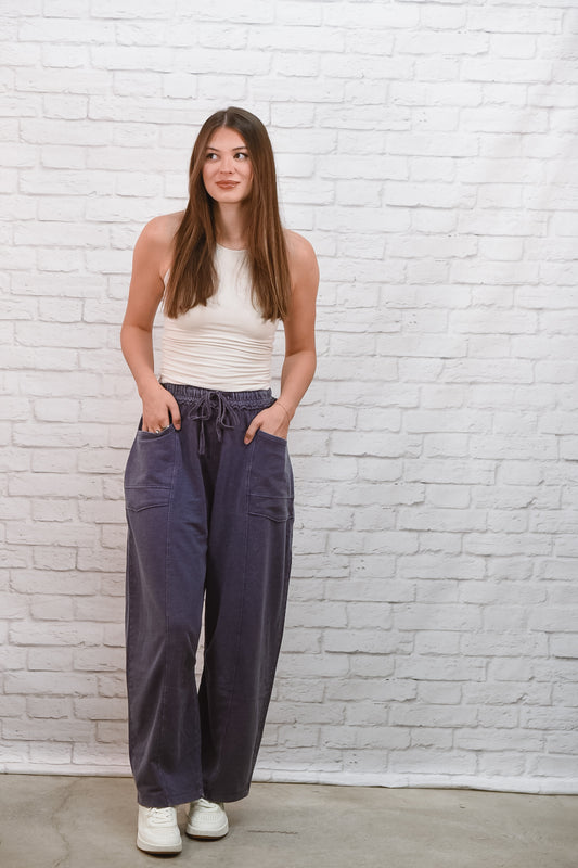 After Hours Navy Barrel Sweatpants