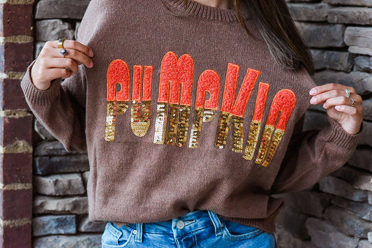 Pumpkin Spice Sequin Sweater