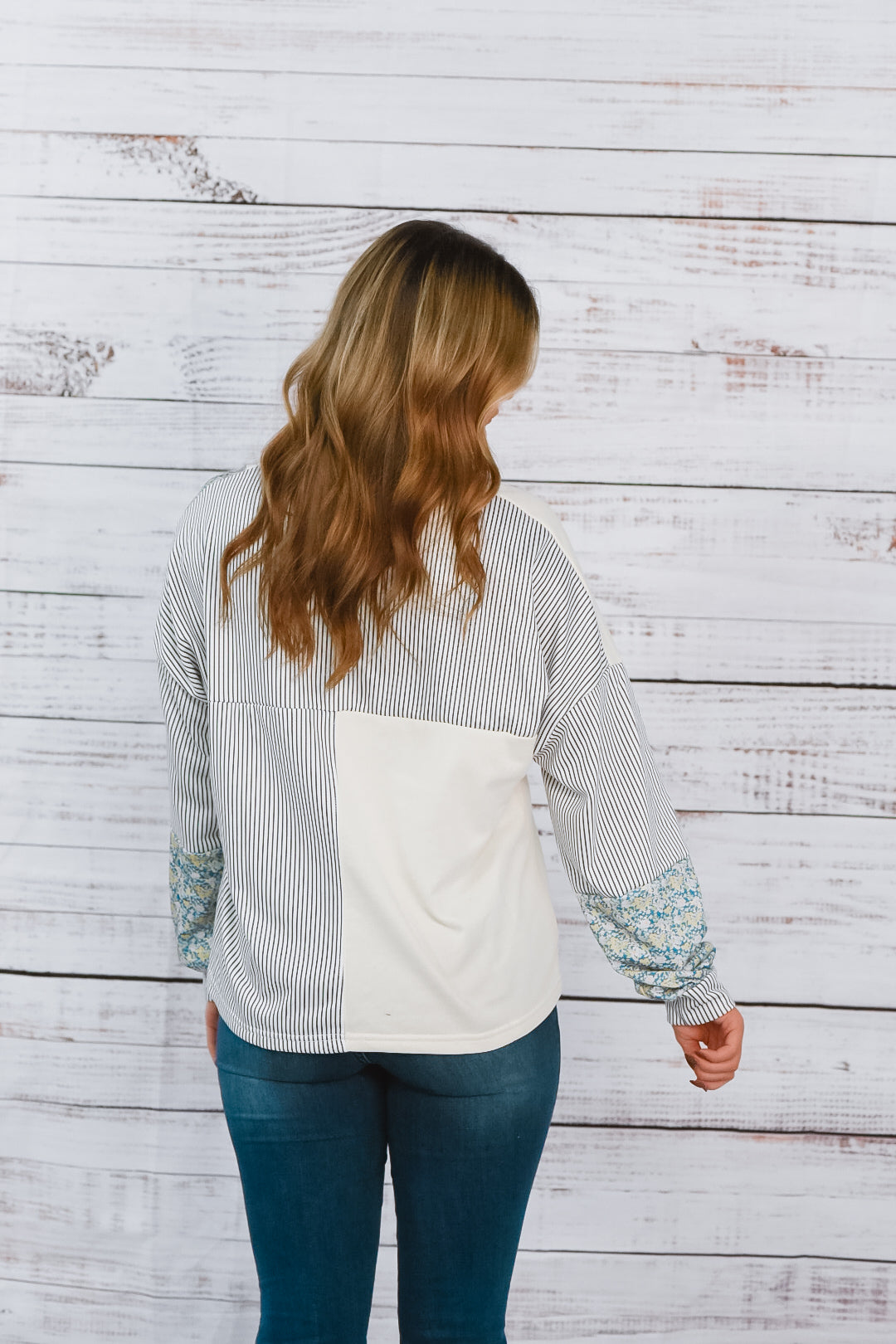 Blooms Of Fall Floral And Stripe Top
