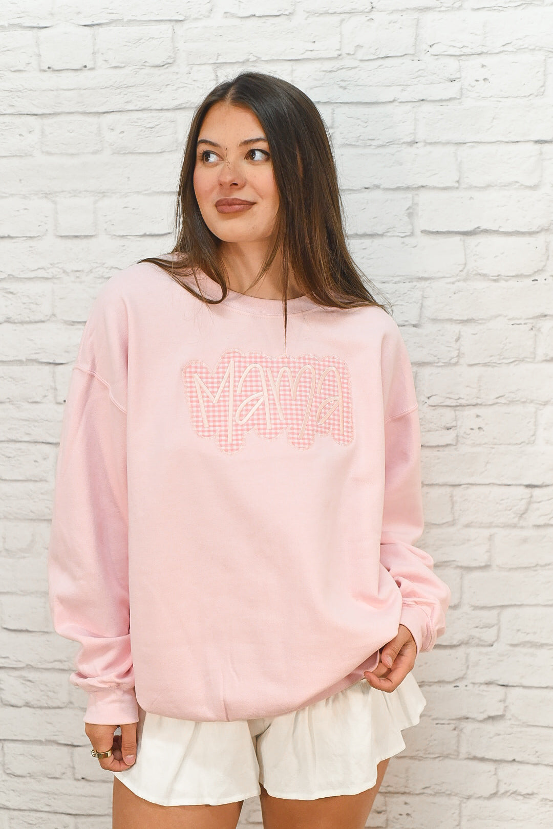 Pink Gingham Mama Sweatshirt