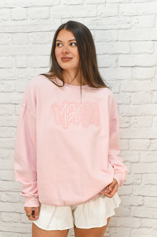 Pink Gingham Mama Sweatshirt