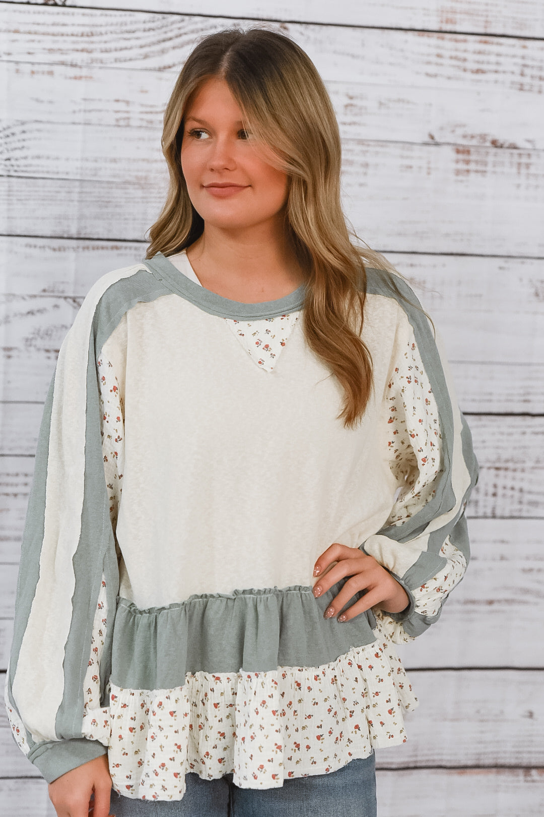 Blue Paradise Ivory Floral Top