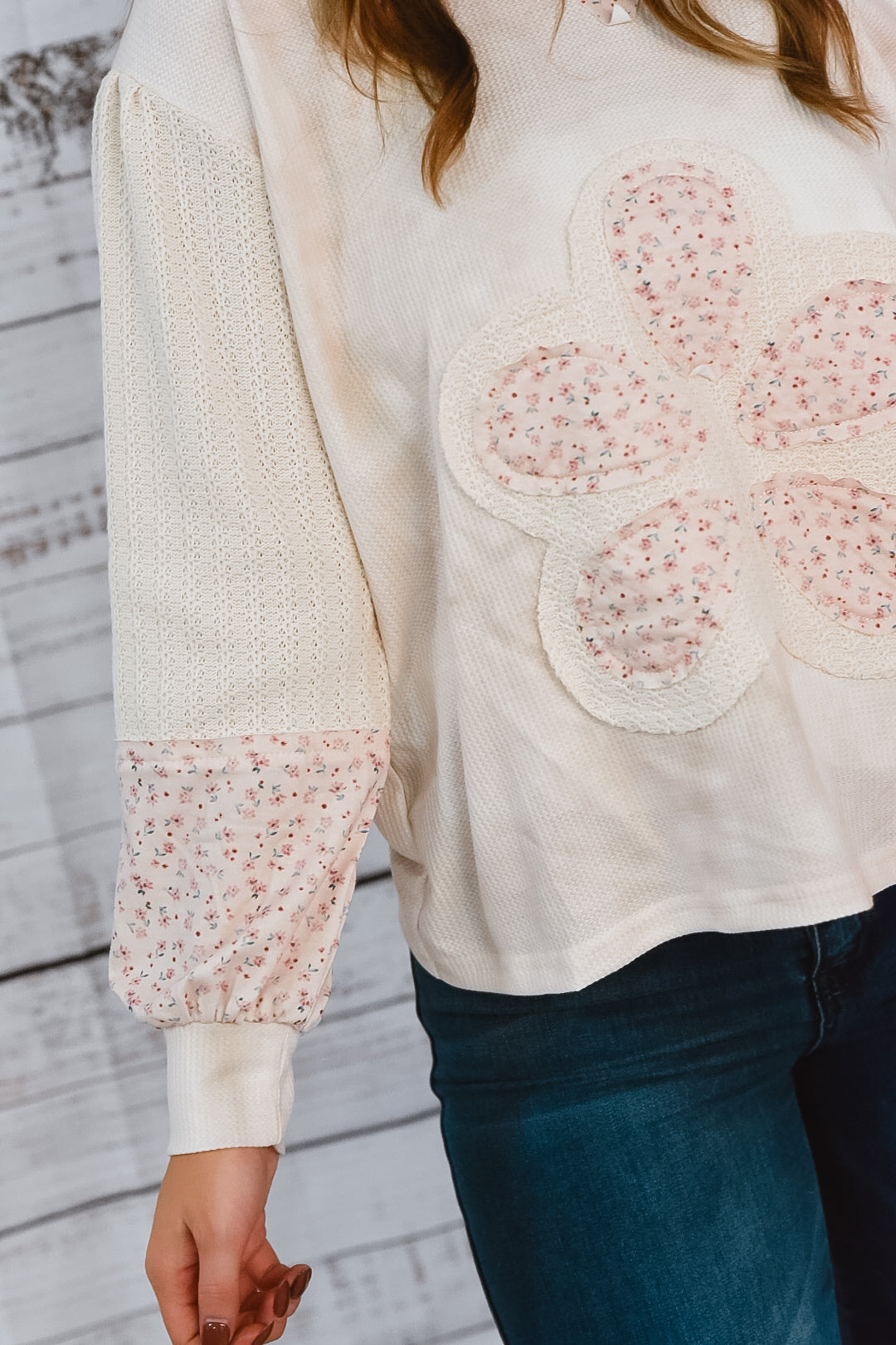 Flowers Of Fall Patchwork Textured Top