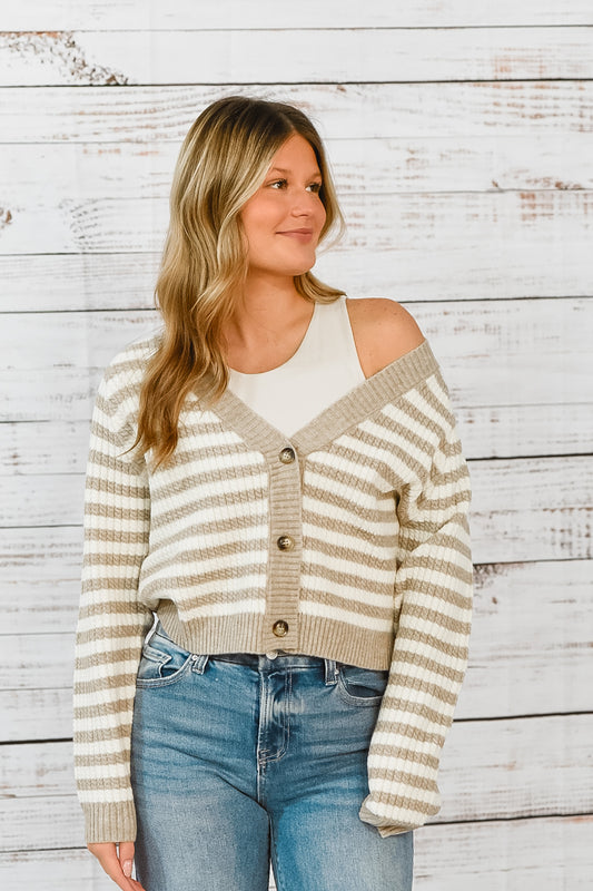 Mocha Stripe Cozy Cardigan