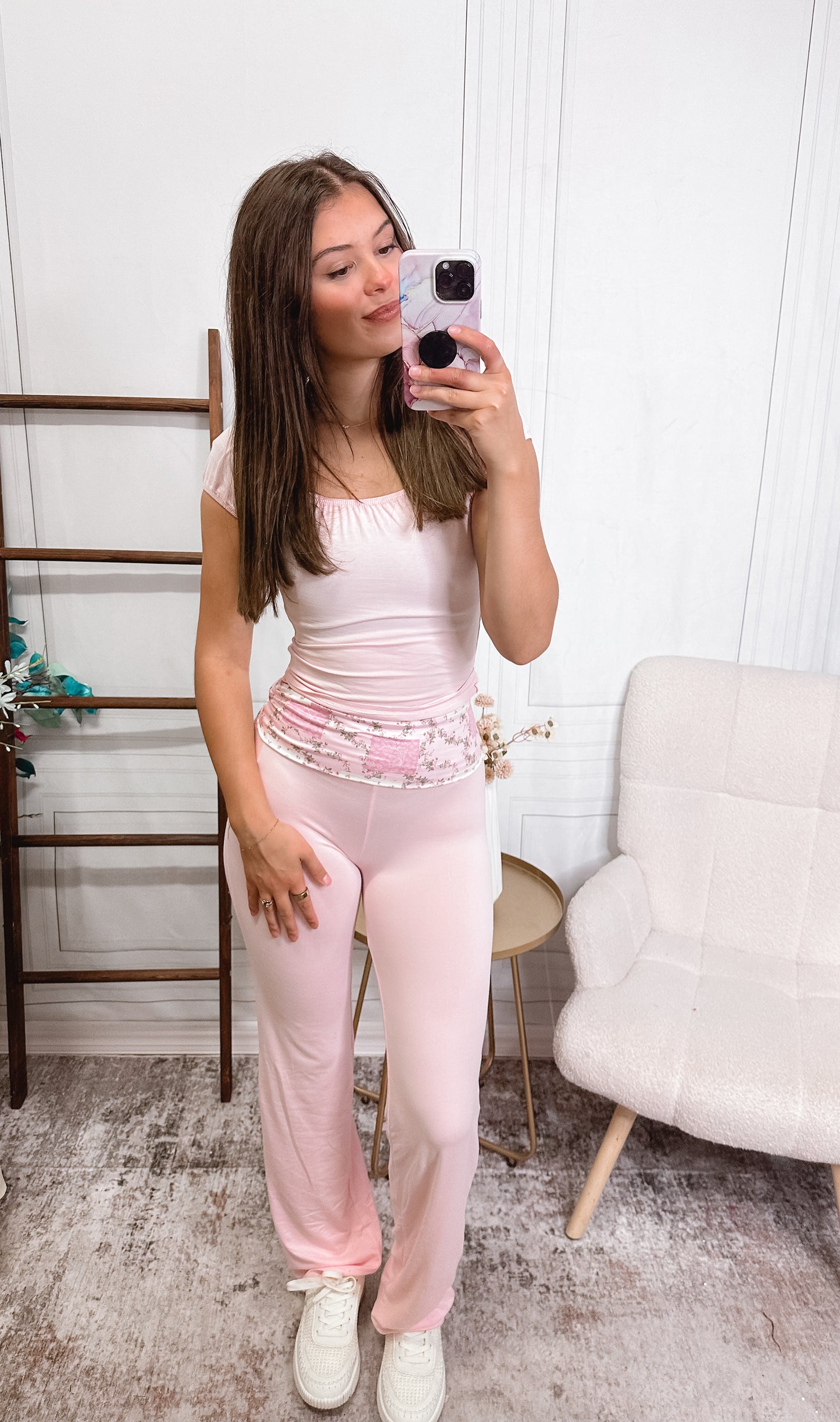 Blushing Garden Foldover Wide-Leg Pants
