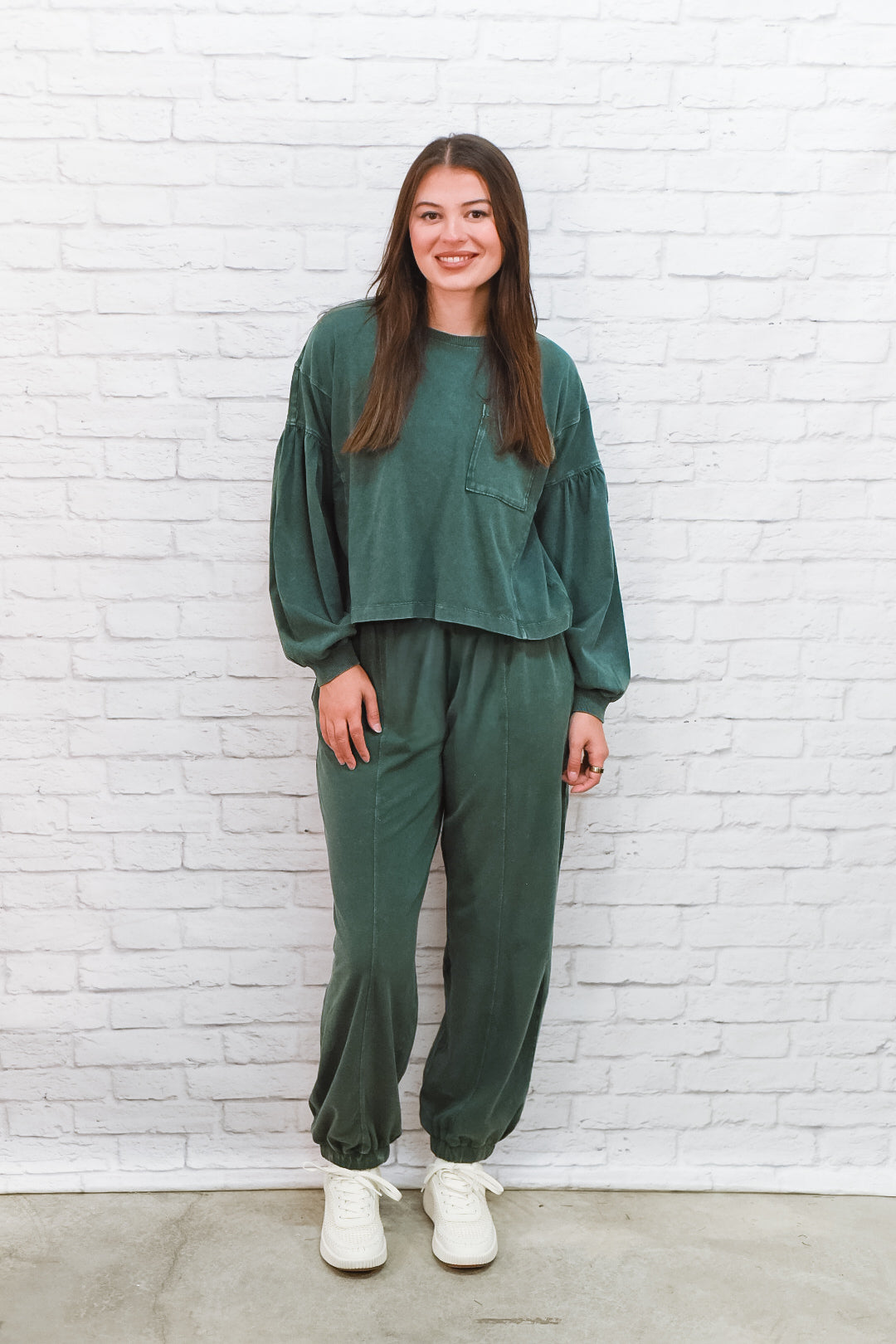 Evergreen Mineral-Wash Lounge Pants Set
