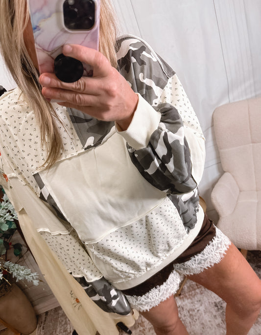 Wildflower Camo Patchwork Pullover