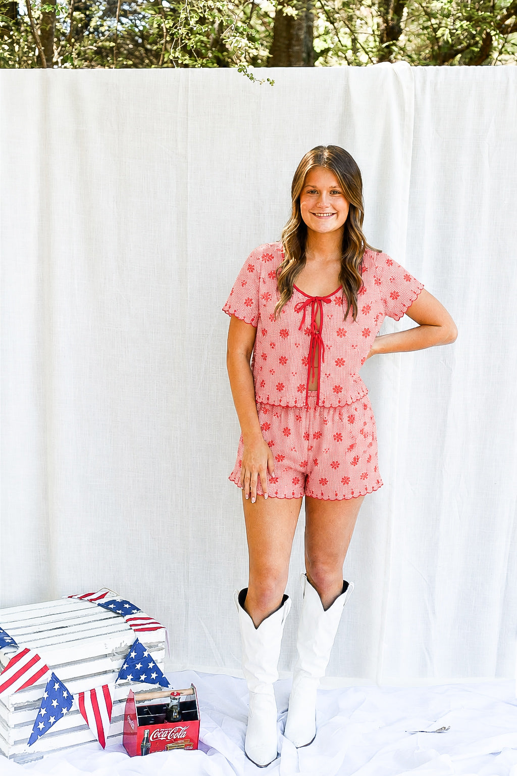 The Sweet Magnolia Red Gingham Lounge Set