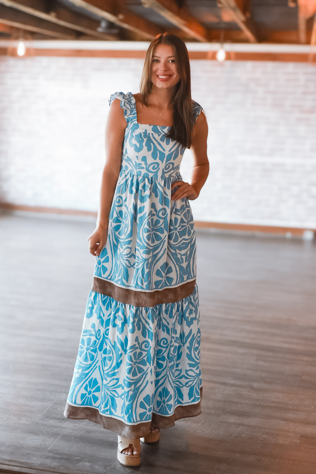 Coastal Breeze Border Print Maxi Dress
