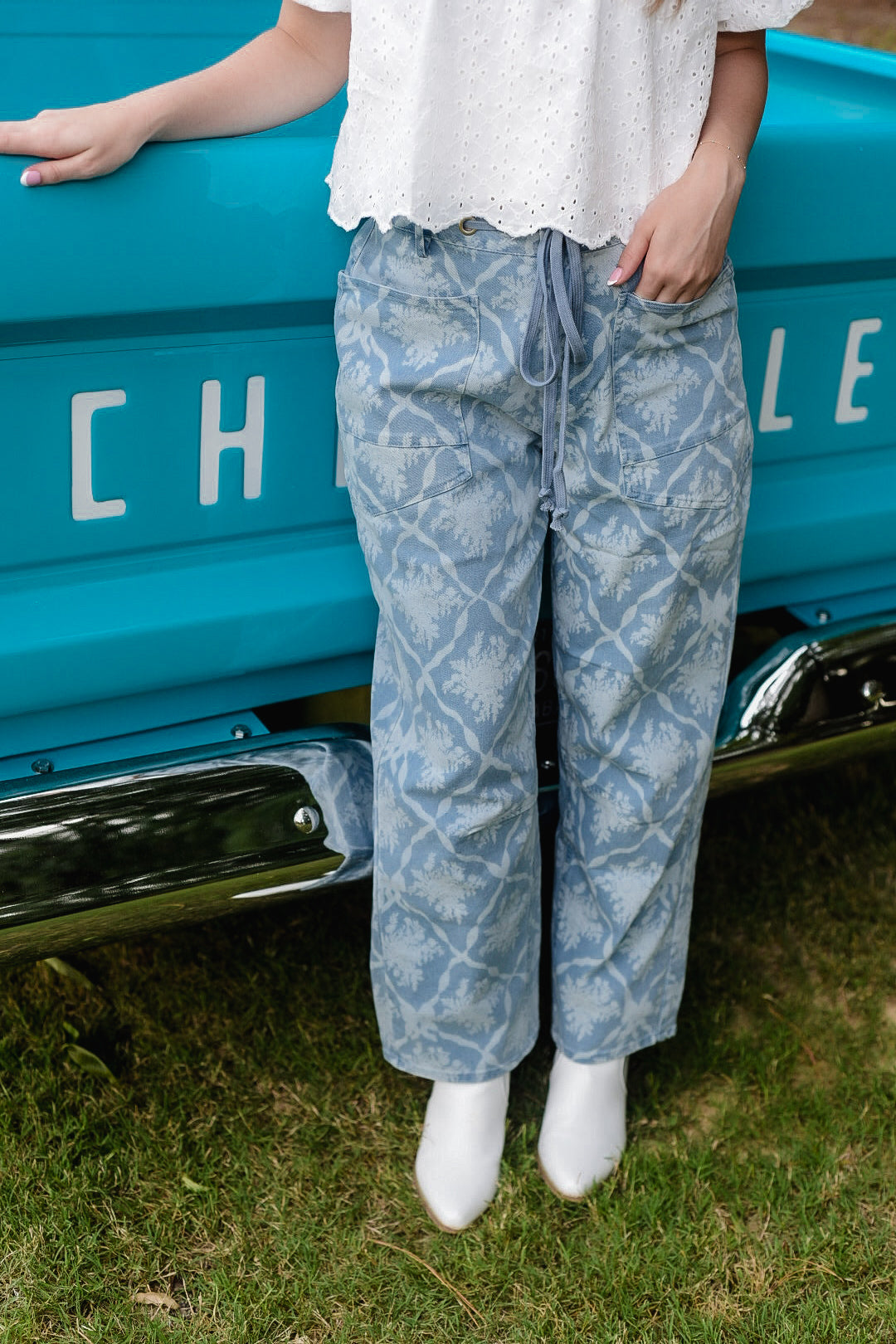 Coastal Cottage Printed Wide Leg Jeans