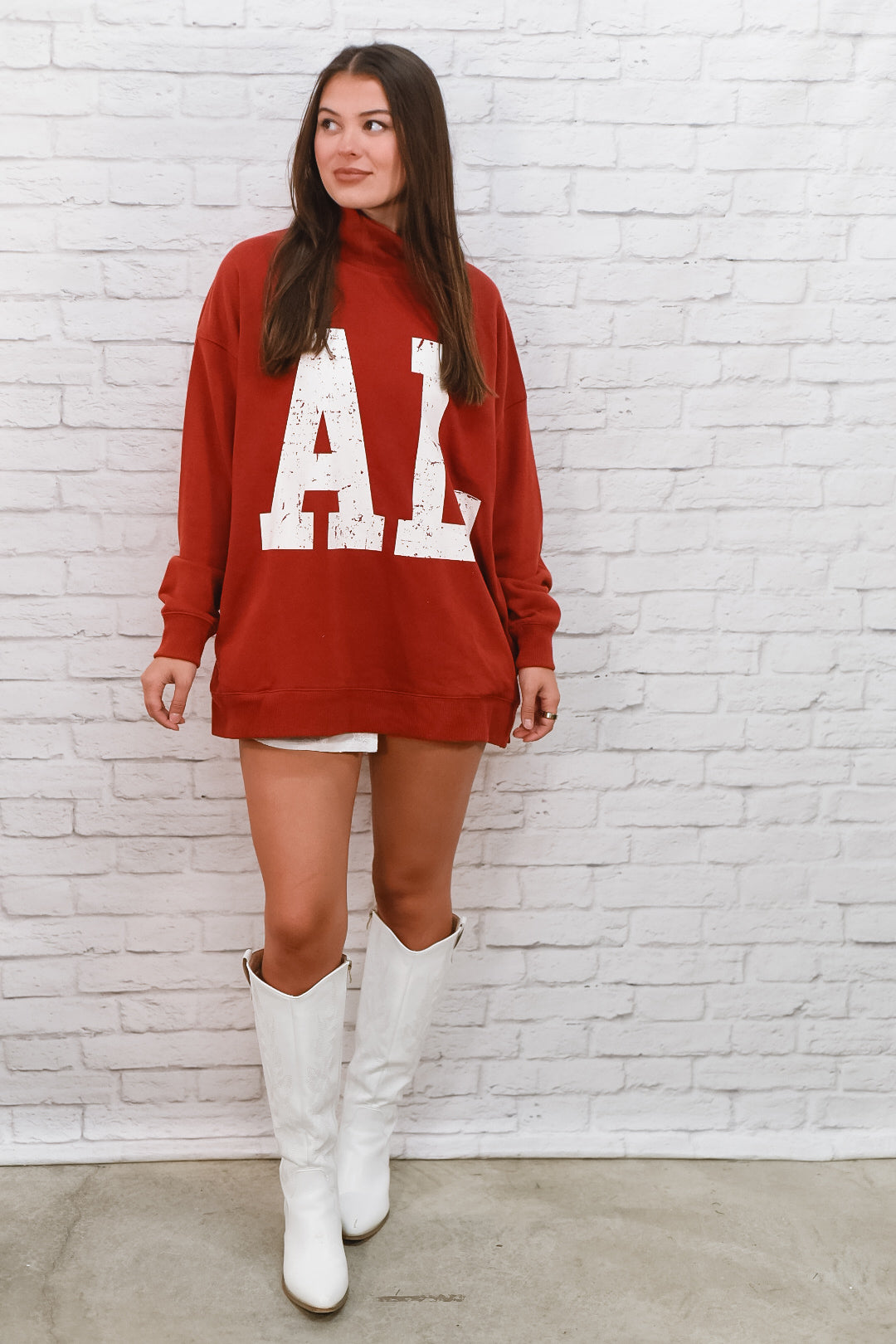 Alabama Crimson Oversized Cowl-Neck Sweatshirt