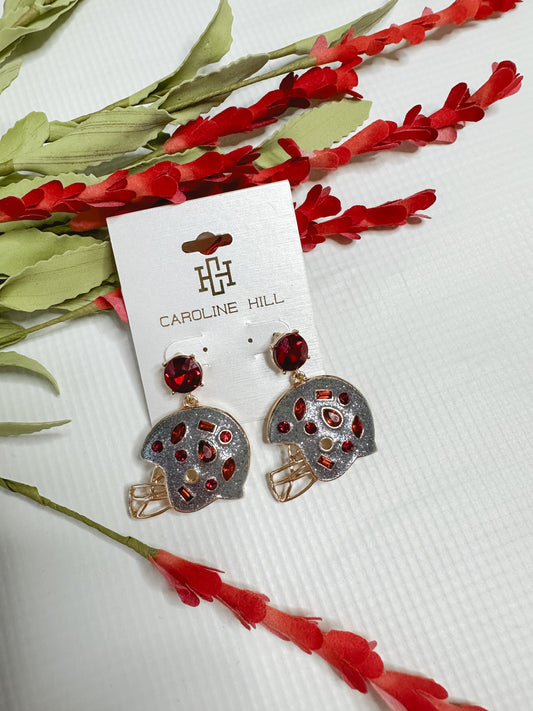 Caroline Hill Grey & Burgundy Helmet Earrings