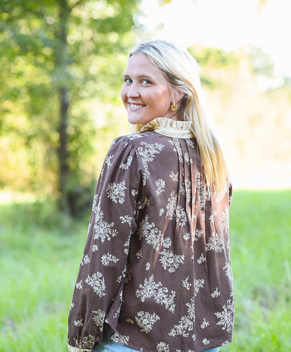 The Mocha Meadow Floral Top