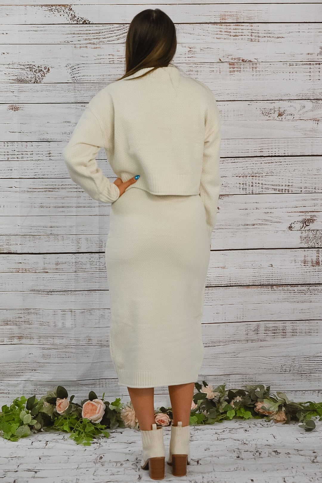Go With The Flow Ivory Sweater Skirt Set