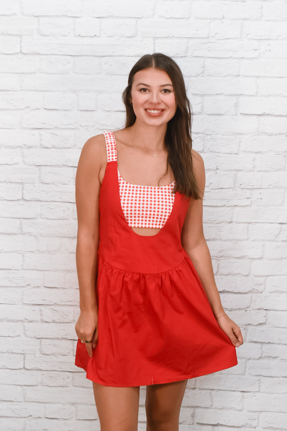 Picnic Perfect Gingham Romper Dress