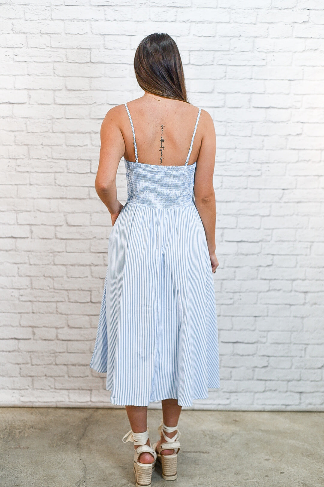 Blue Skies Striped Midi Dress