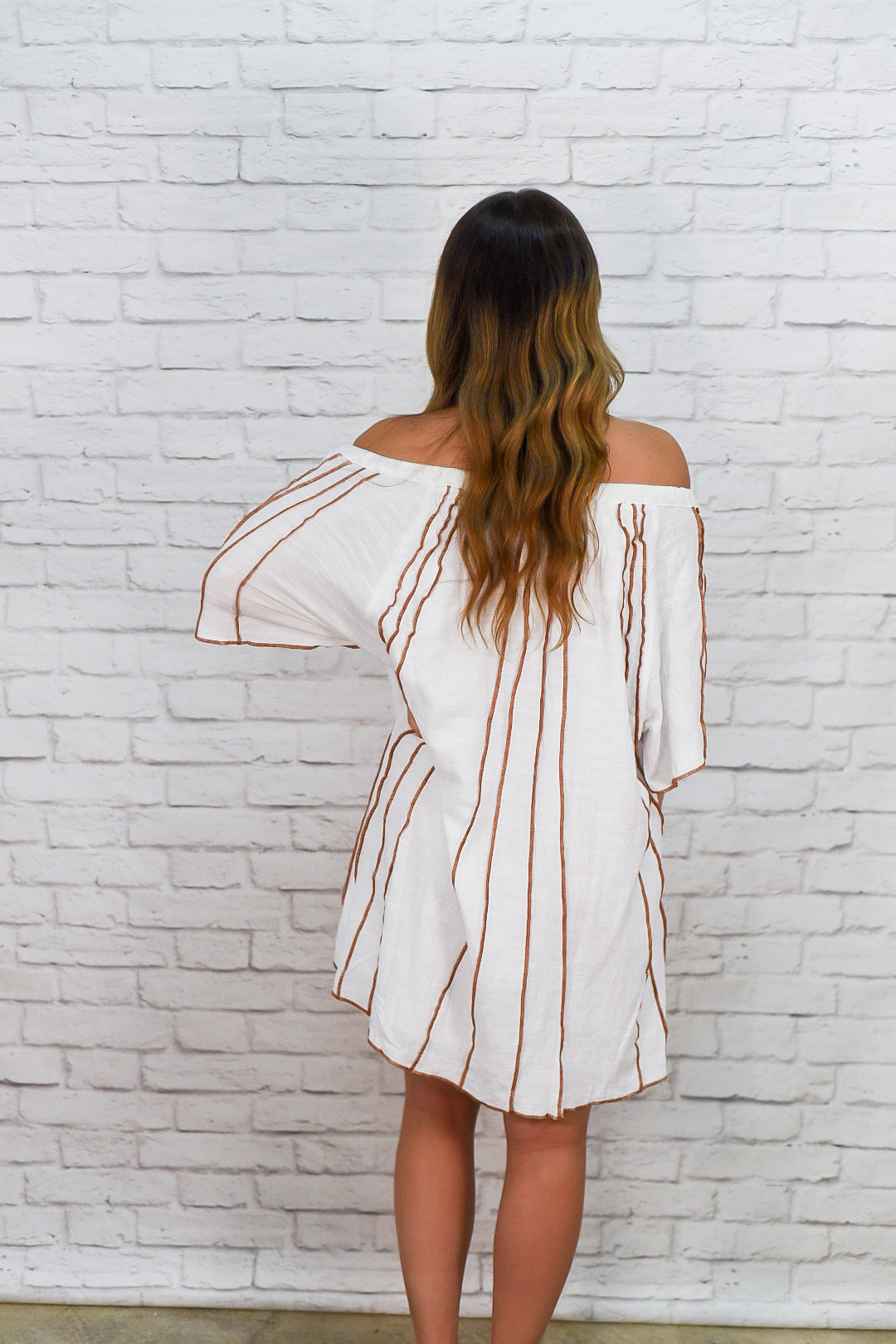 Coastal Charm Ribbon Trim Babydoll Dress