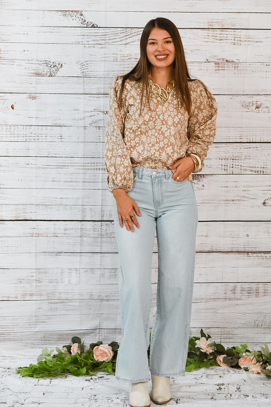 Bloom & Beige Embroidered Top
