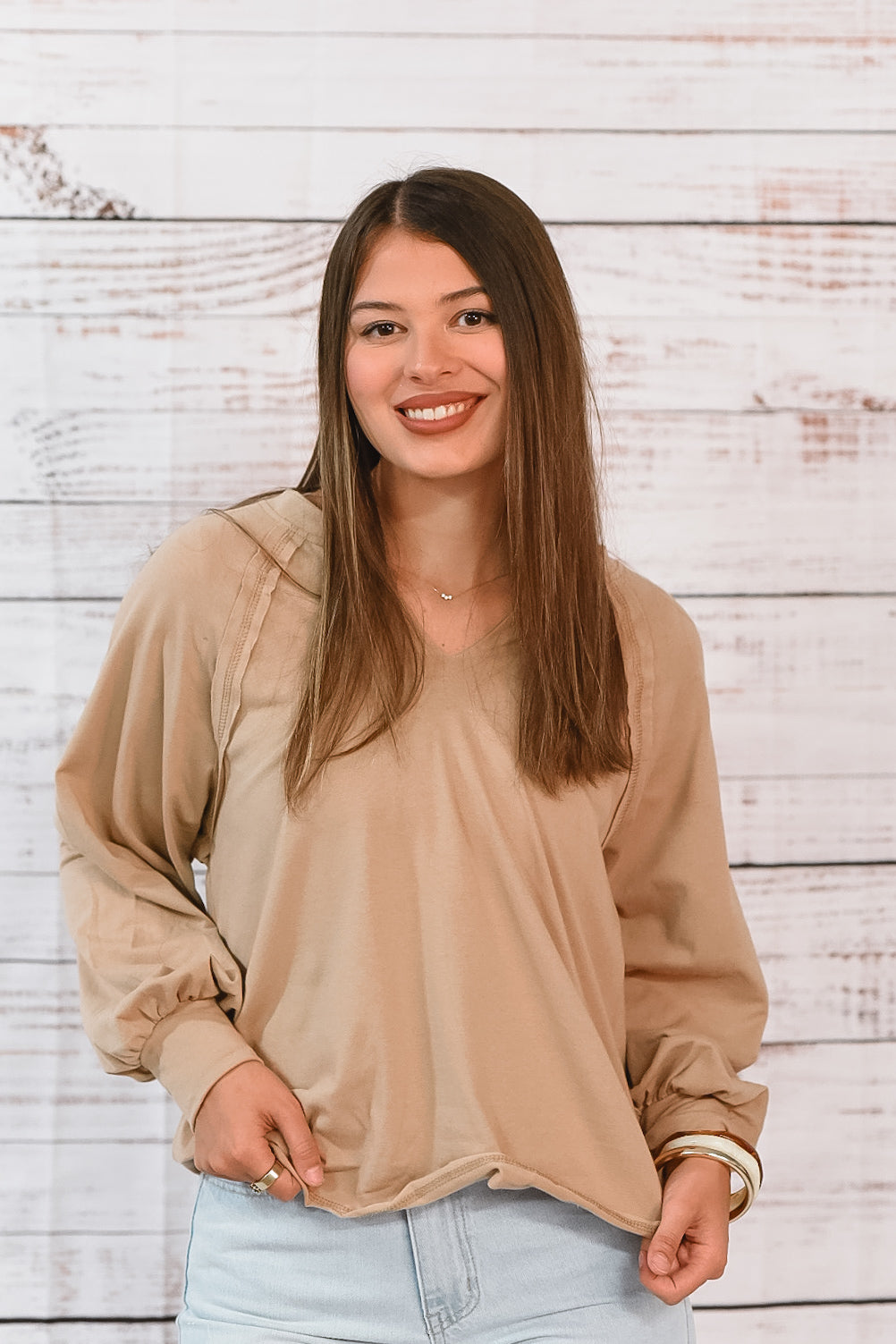 Latte Luxe Balloon Sleeve Top