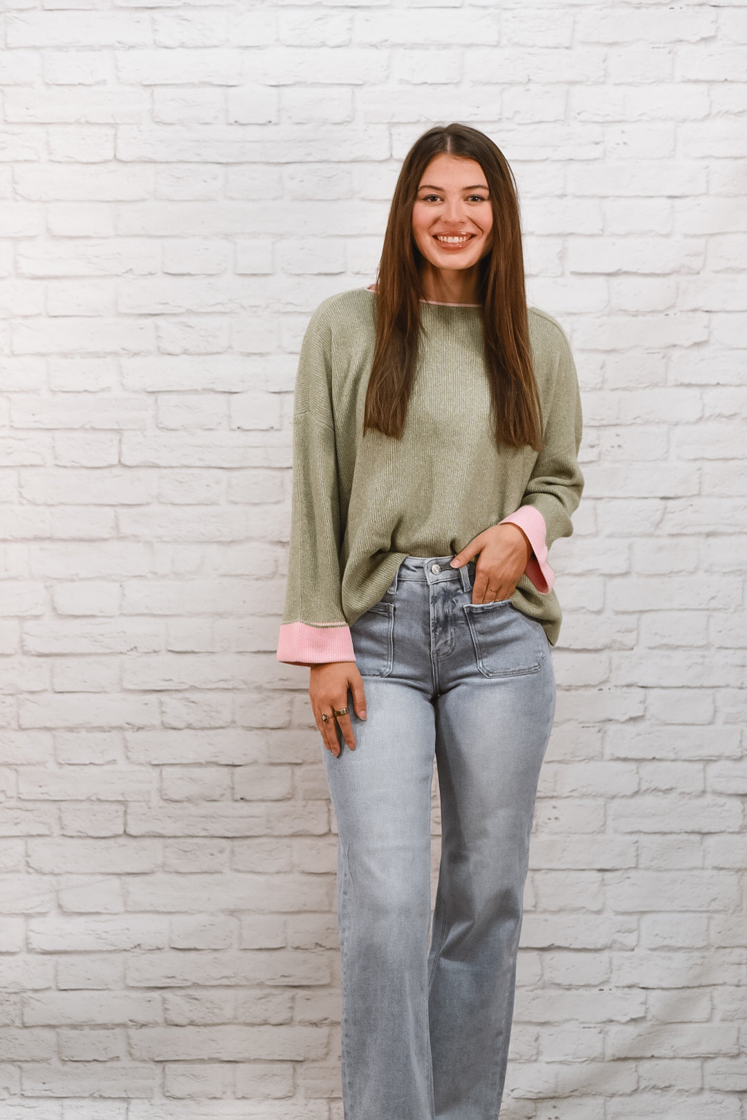 Meadow Mist Contrast Sweater