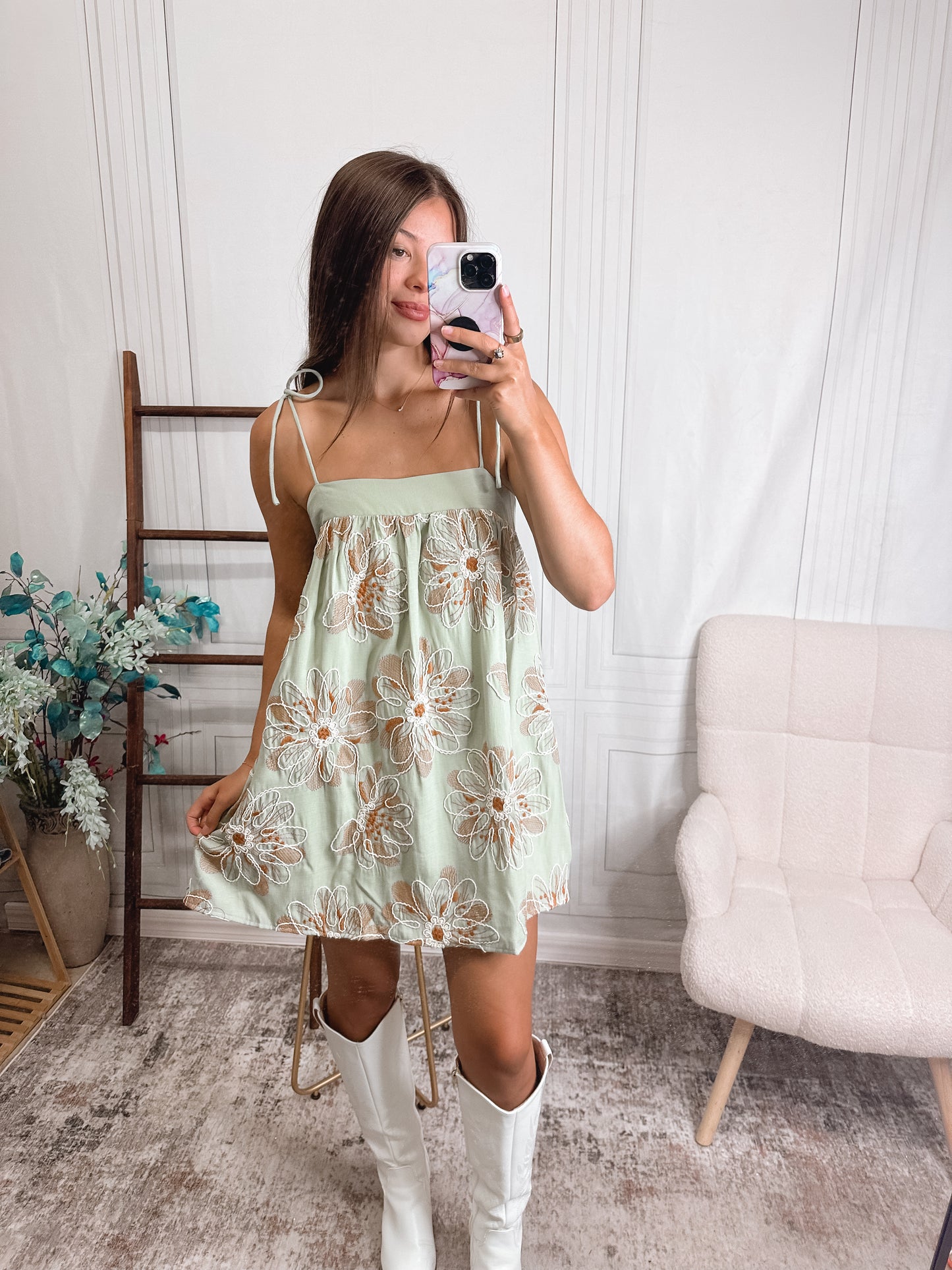 Sage Blossom Breeze Dress