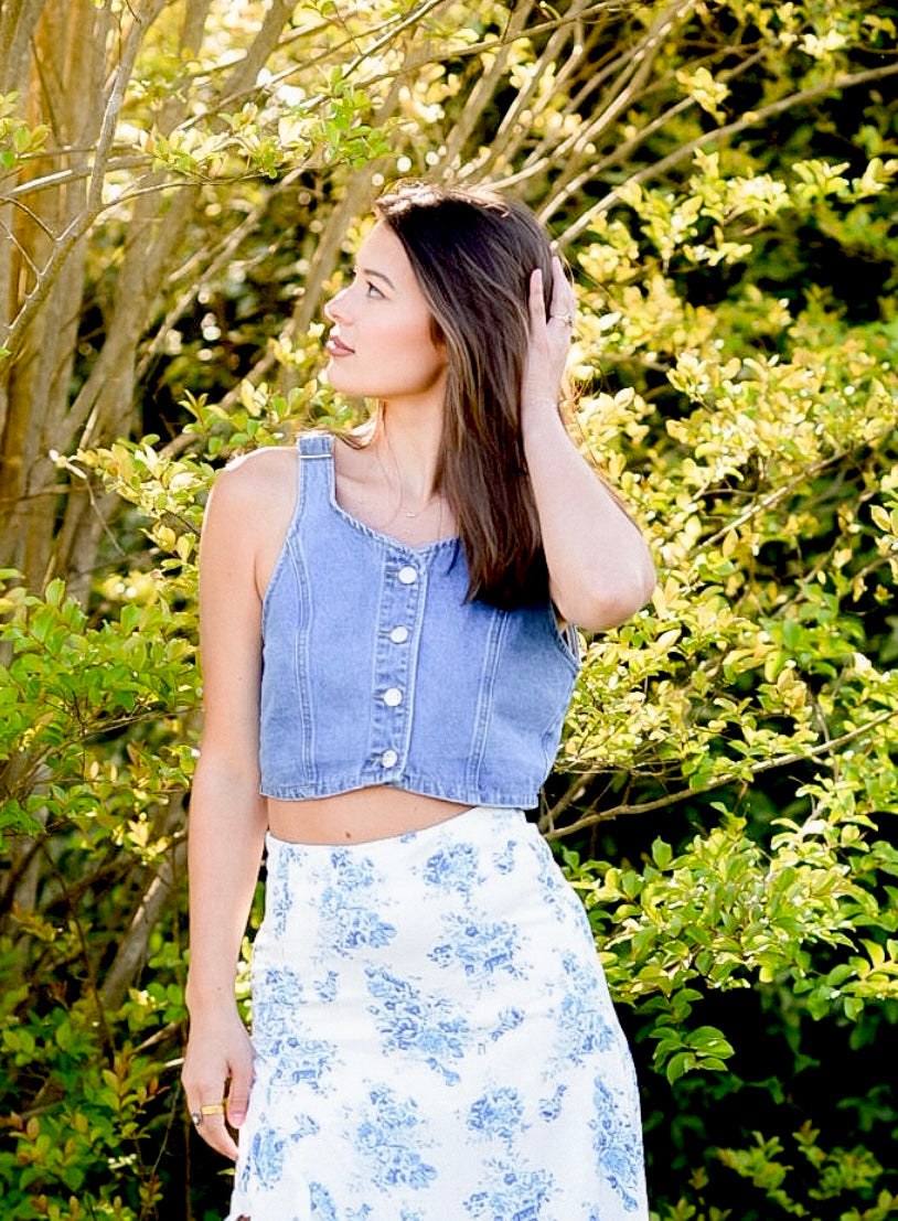 Valerie Blue Denim Button Down Vest