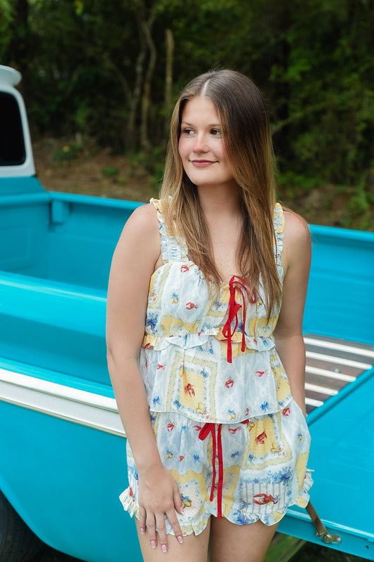 Seaside Picnic Ruffle Short Set