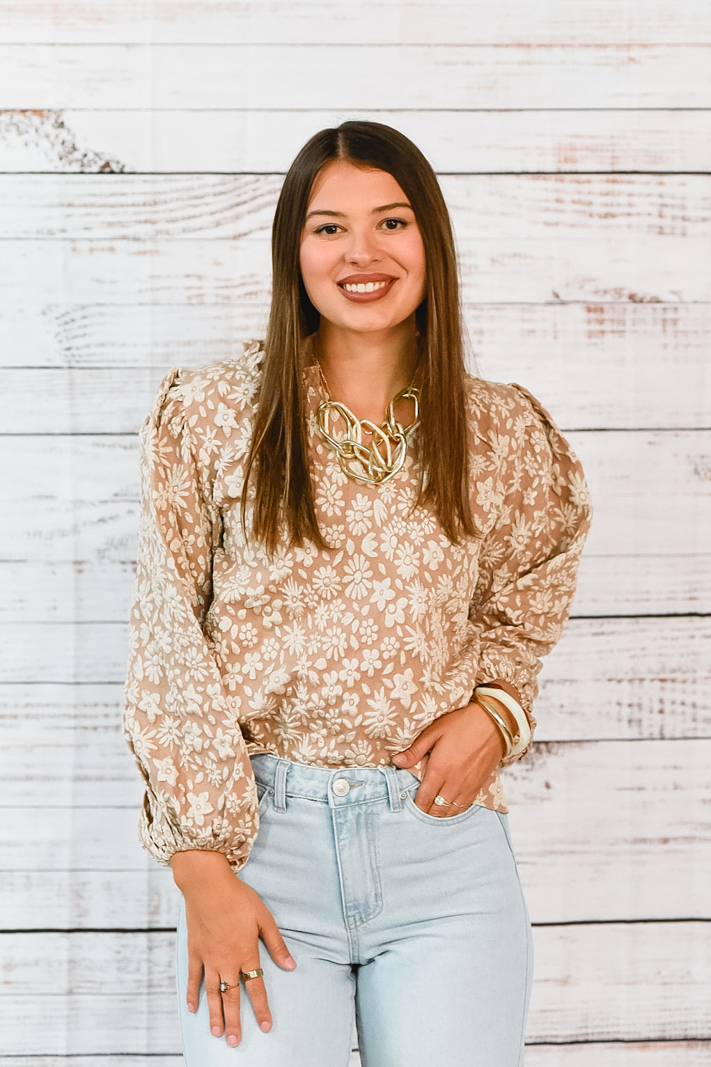 Bloom & Beige Embroidered Top
