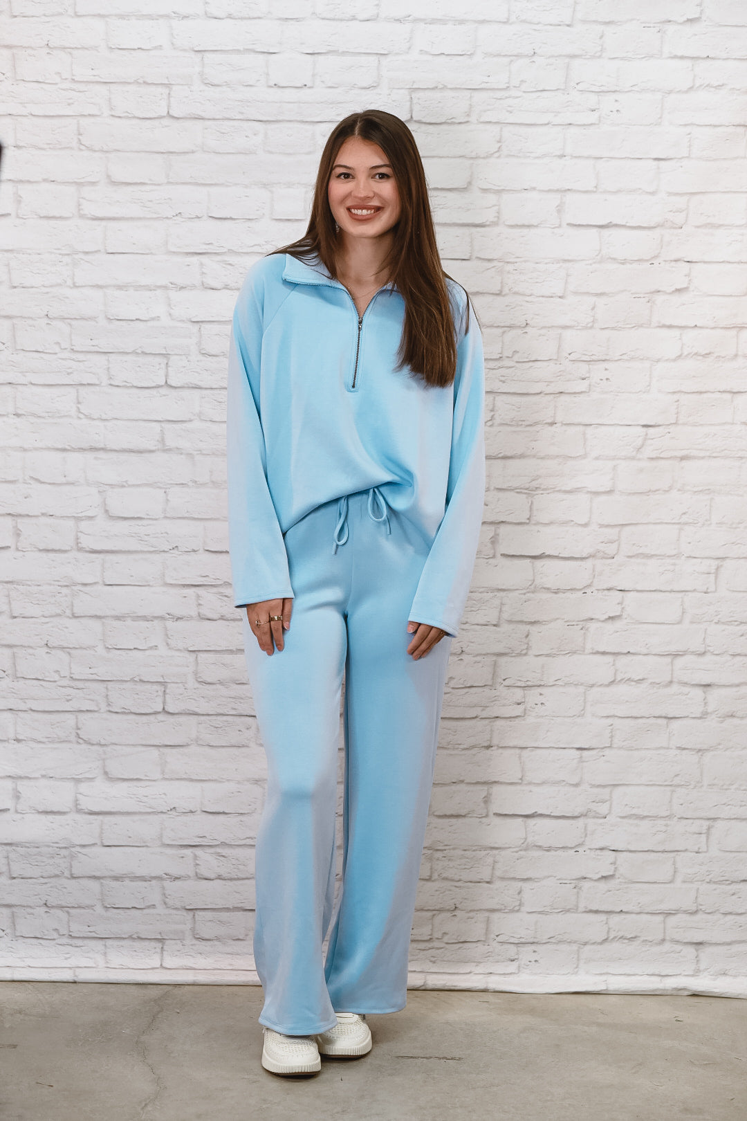 On Cloud Nine Blue Half-Zip Pant Set