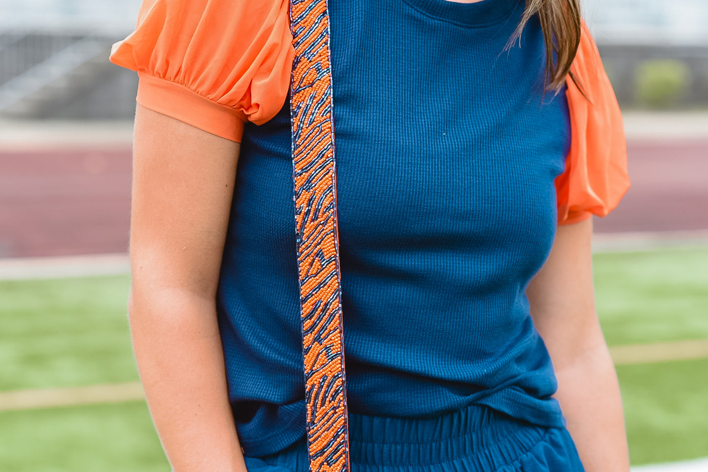 Game Day Glow Top (Navy & Orange)