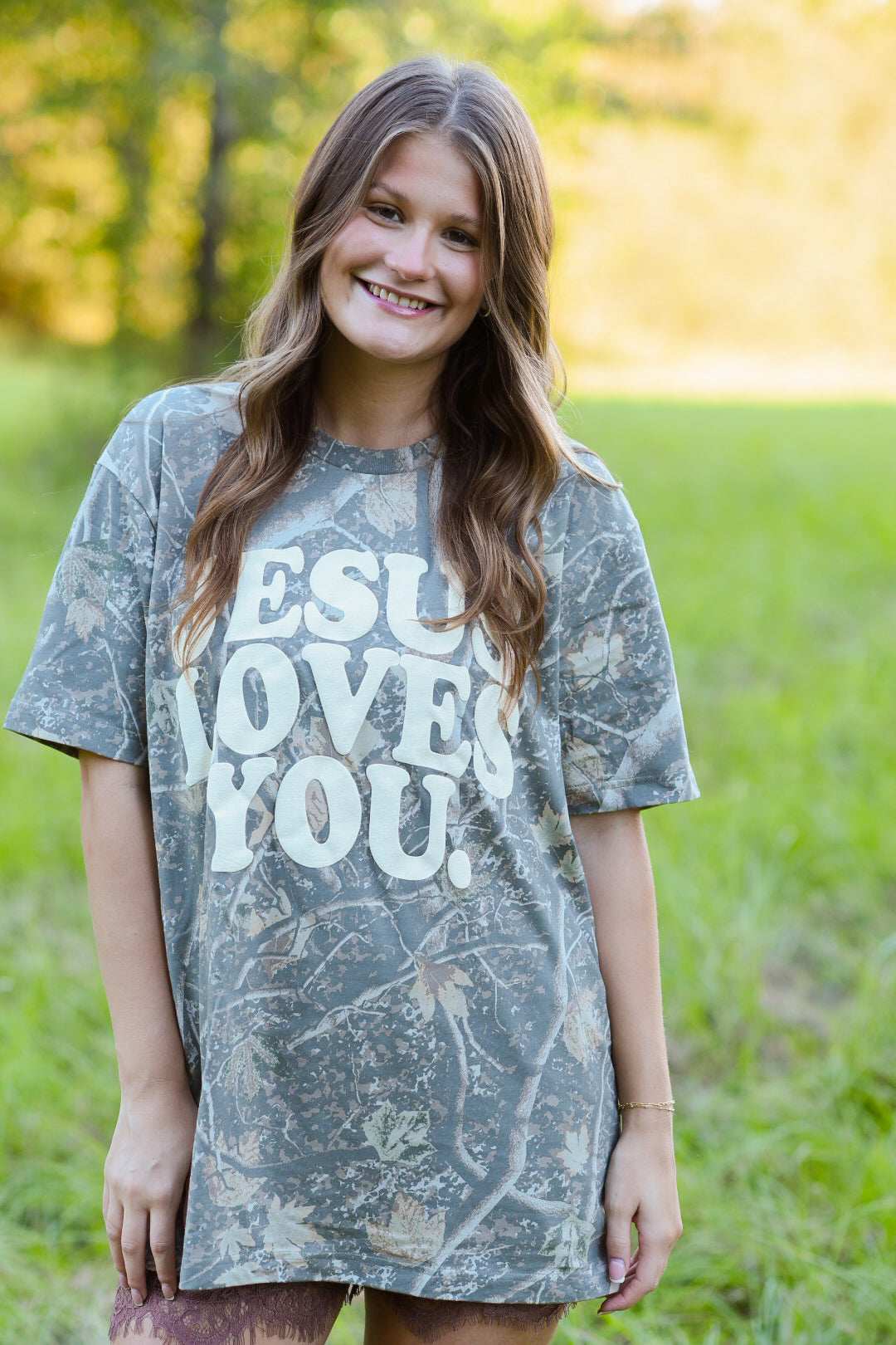 Jesus Loves You Camo Graphic Tee