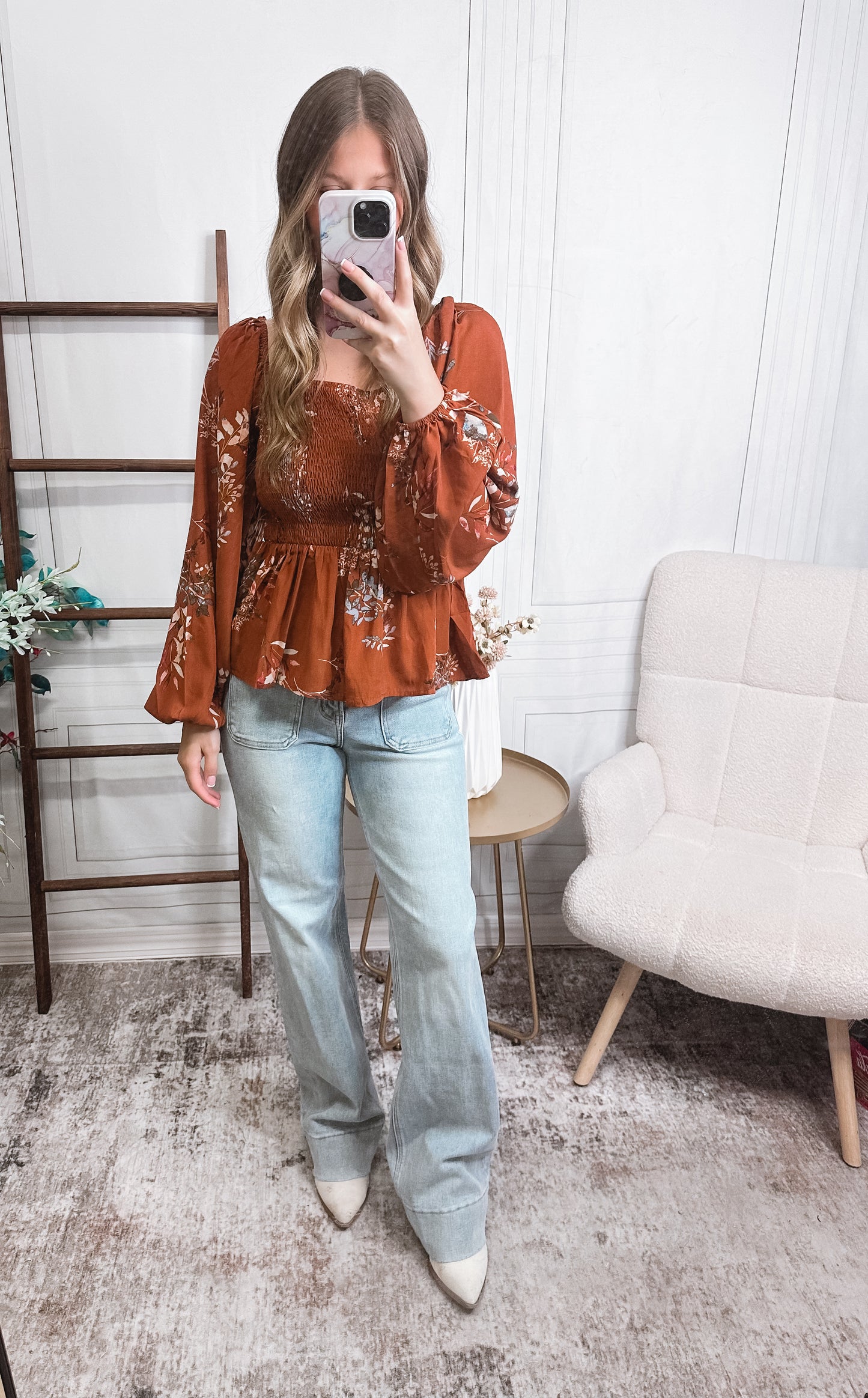 Autumn Muse Floral Peplum Top