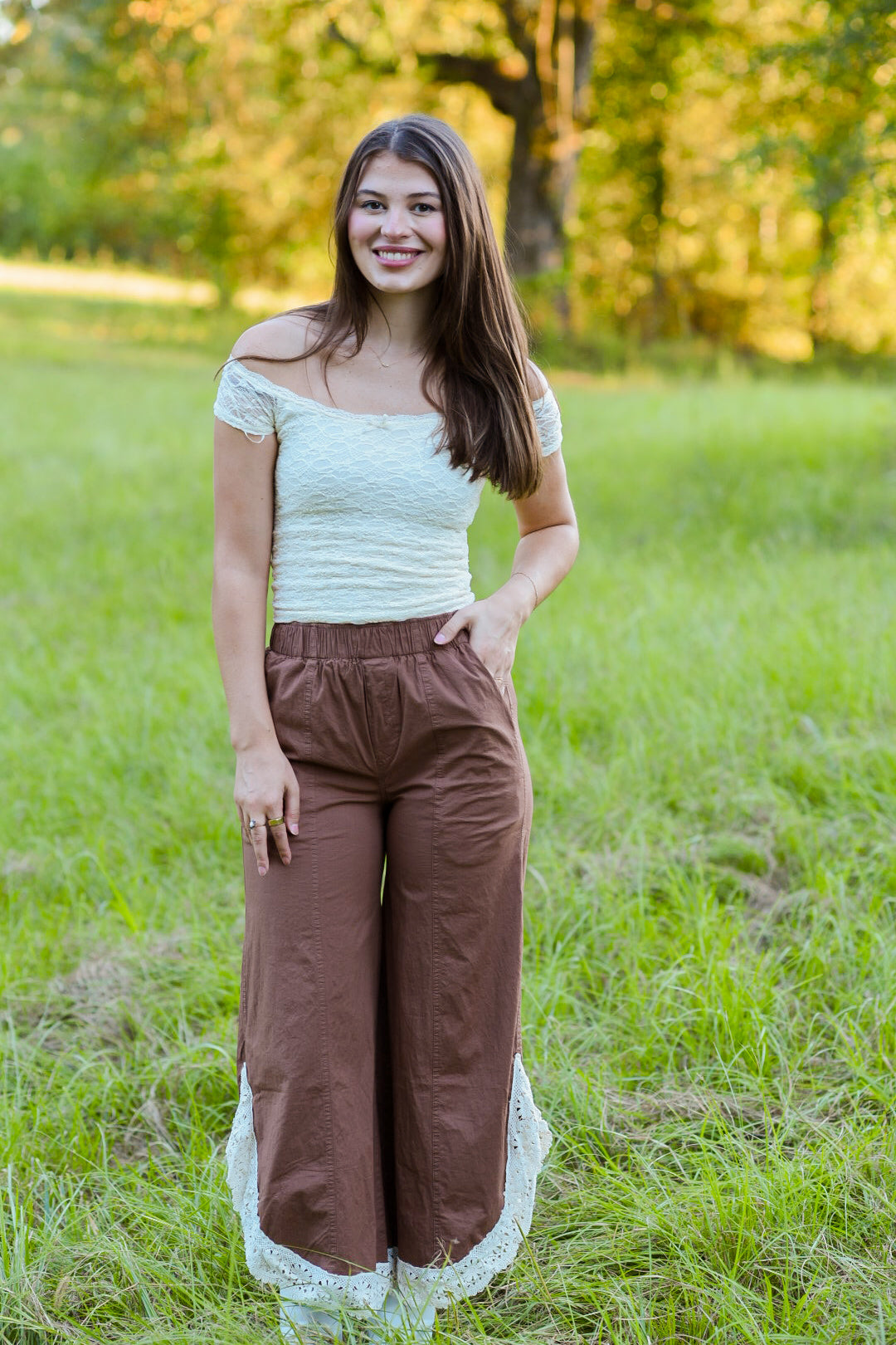 Wildflower Walk Lace-Trim Pants