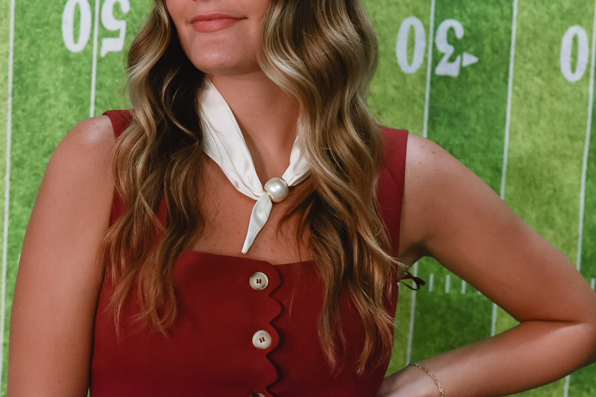 White Pearl Scarf Necklace