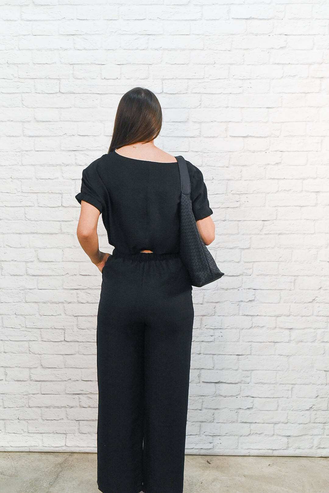 Everyday Luxe Black Crop Bubble Set